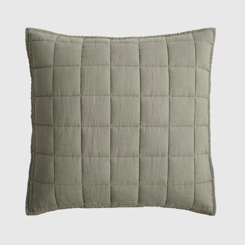 NWOT QUINCE European Linen Box Quilted Euro Sham Willowleaf 1830